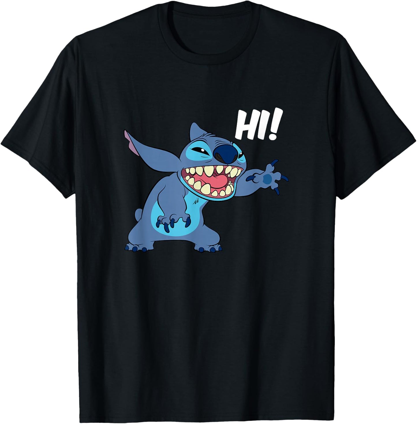 Disney Lilo & Stitch Hi! Funny Stitch Greeting T-Shirt - T-Shirt | Black