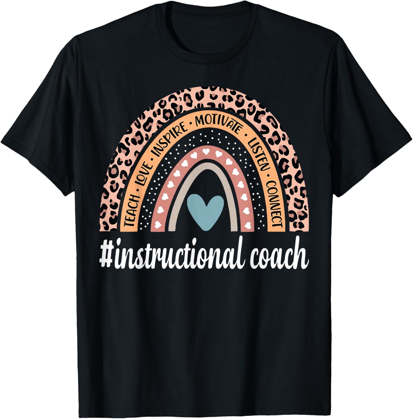 Instructional Coach Rainbow Leopard Teacher T-Shirt - T-Shirt | Black