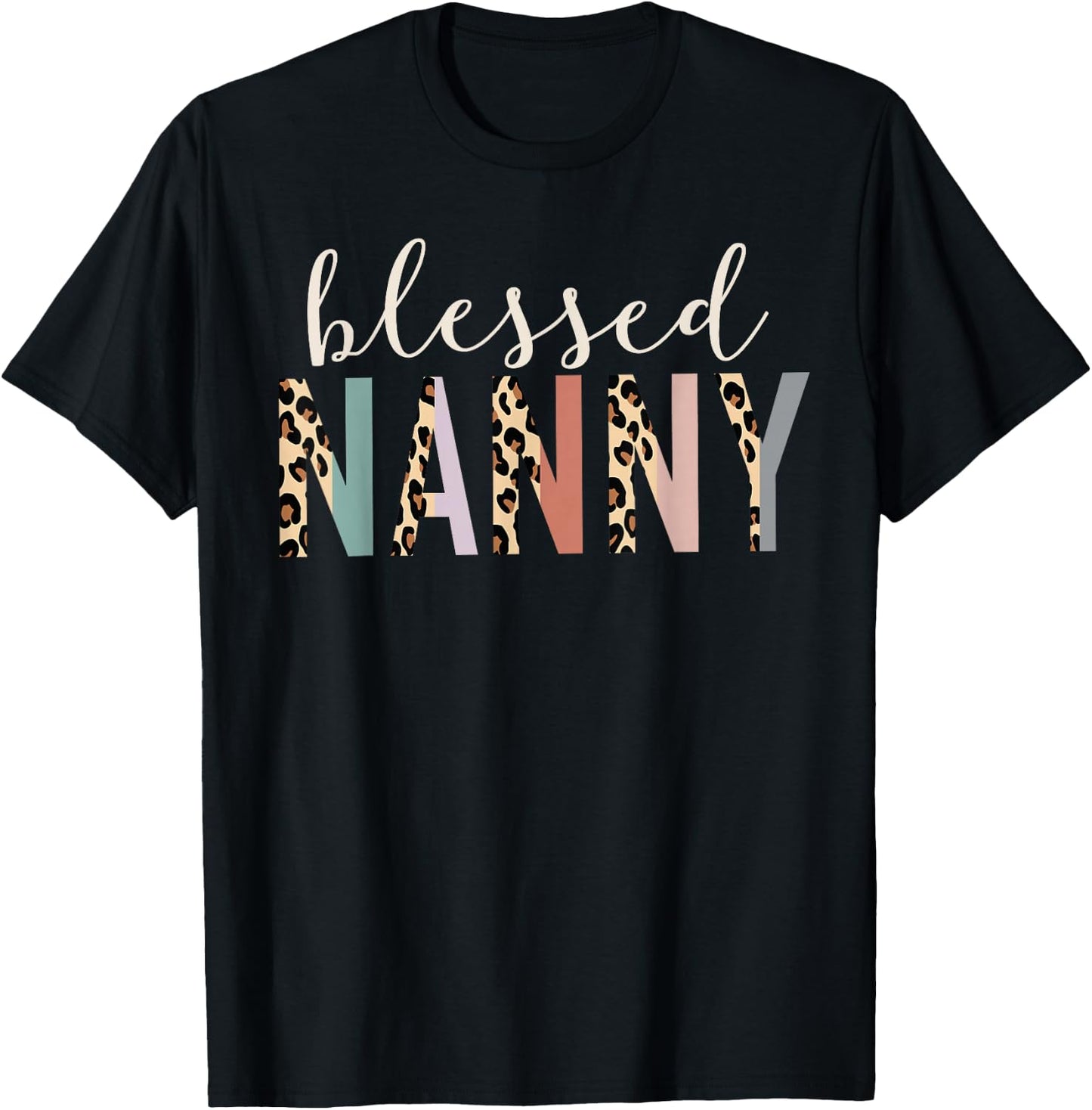 Blessed Nanny Cute Leopard Print T-Shirt - T-Shirt | Black
