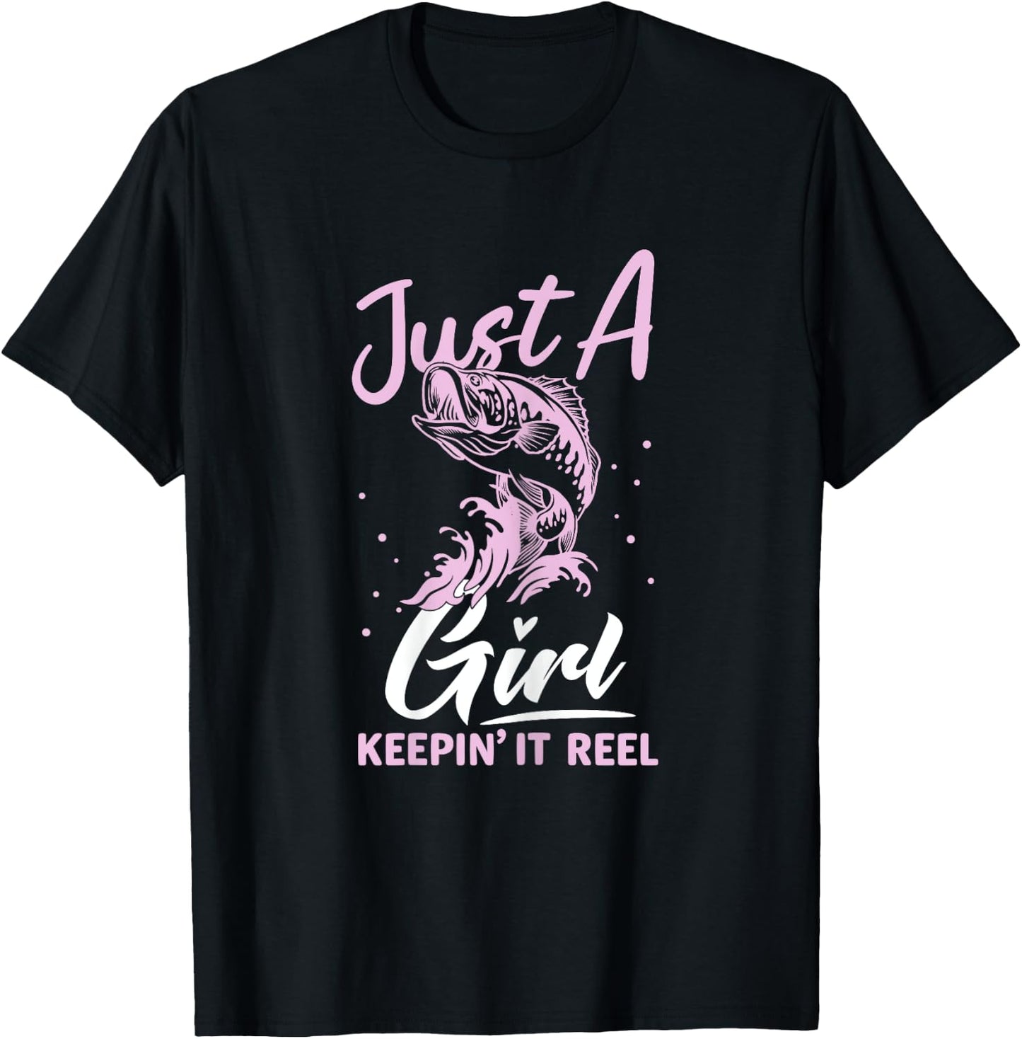 Funny Fishing Design For Woman Girls Fishing Girl T-Shirt - T-Shirt | Black