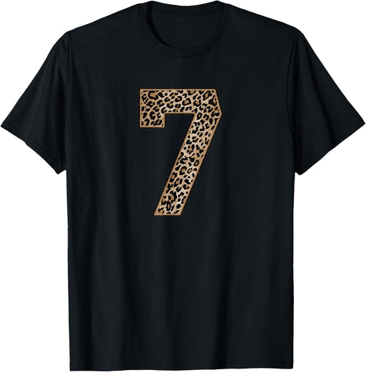 Leopard Number 7 Athlete Sports Jersey Supporter Fanwear T-Shirt - T-Shirt | Black