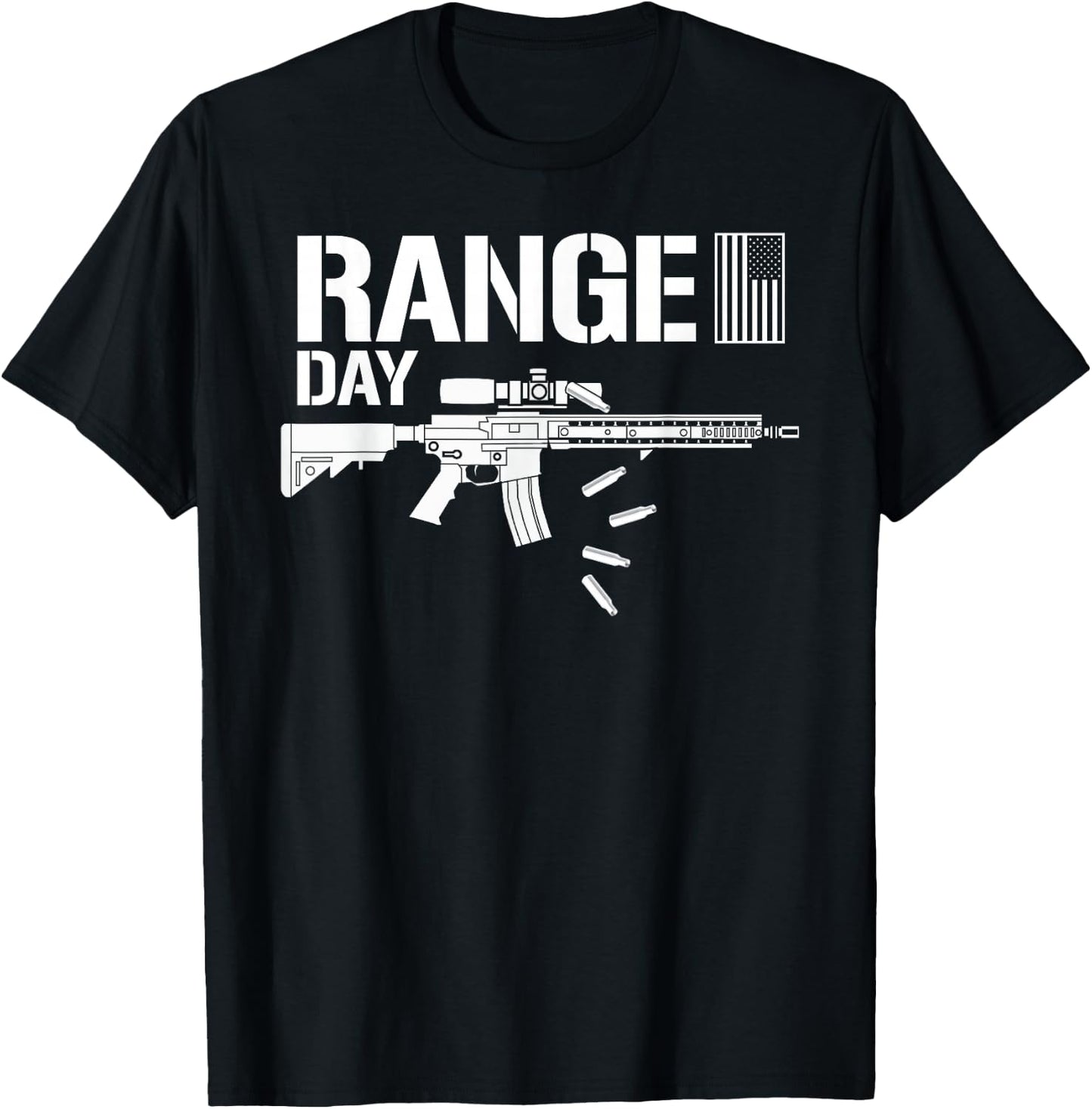 Military Rifle Range Day American Flag Bullet Semi Automatic Women Men T-Shirt - T-Shirt | Black