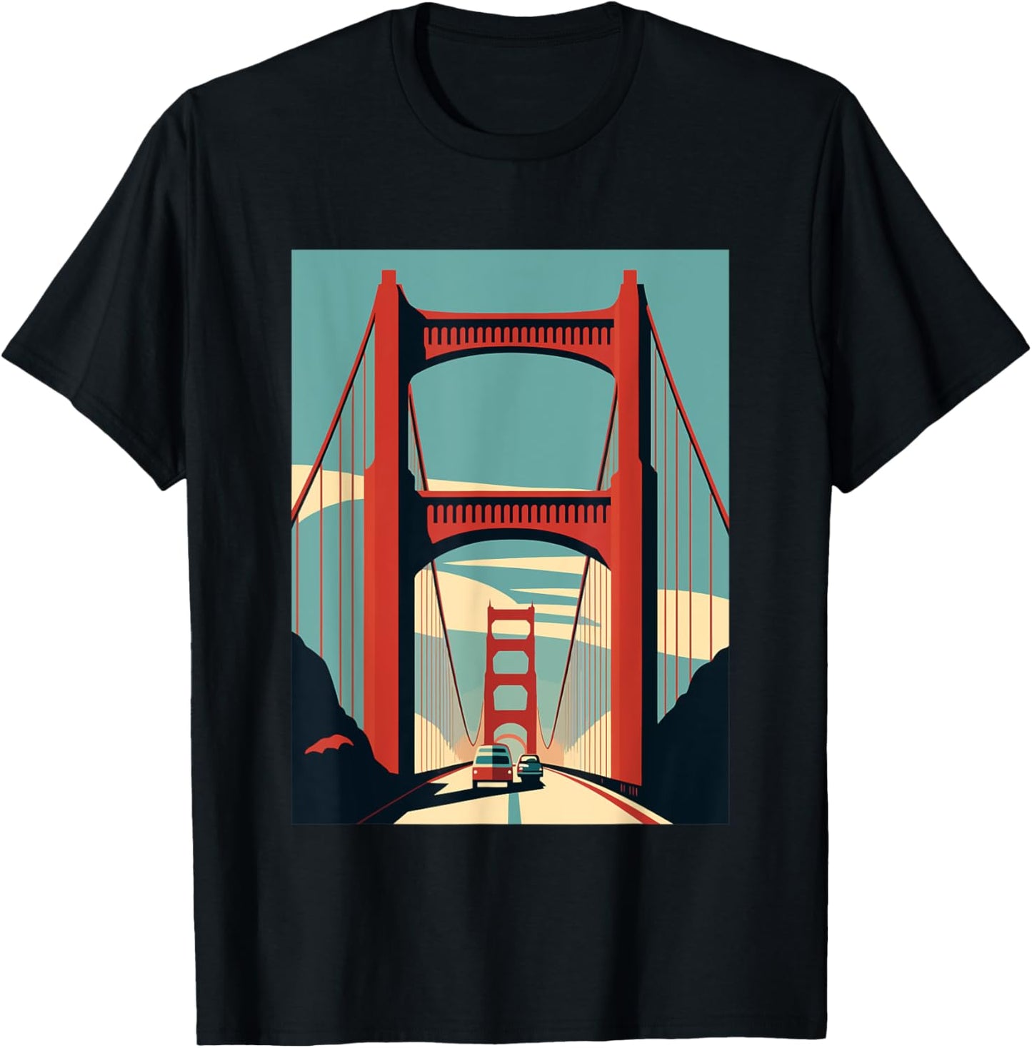 Golden Gate Bridge - San Francisco - Retro Design - Classic T-Shirt - T-Shirt | Black
