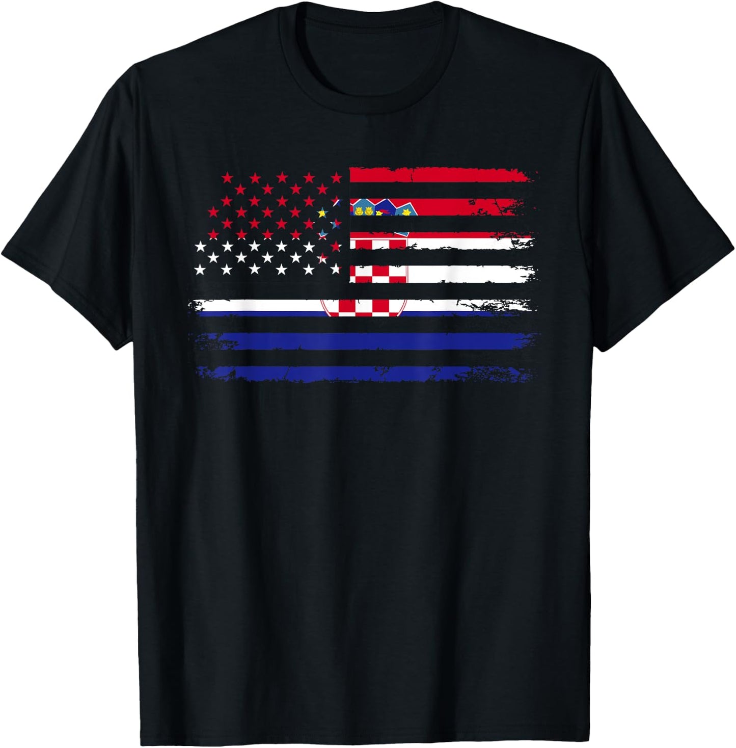 American Croatia Flag T-Shirt - T-Shirt | Black
