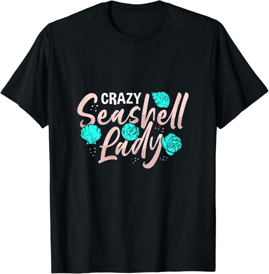 Beachcombing Shell Hunter & Crazy Seashell Lady T-Shirt - T-Shirt | Black