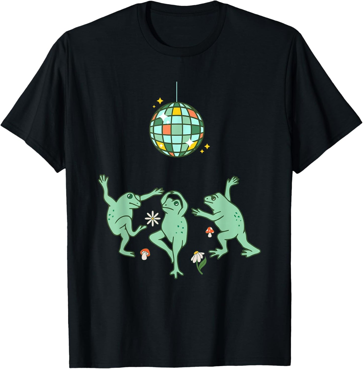 Funny Frog Disco Dance 70s 80s Groovy Hippie Funky Party T-Shirt - T-Shirt | Black