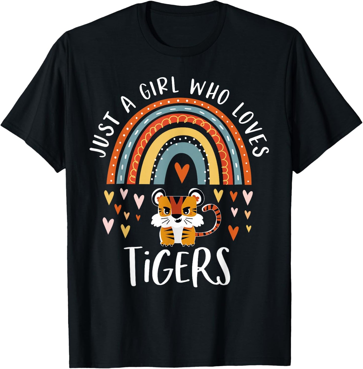 Just A Girl Who Loves Tigers Rainbow Gifts for Tiger Lover Small T-Shirt - T-Shirt | Black
