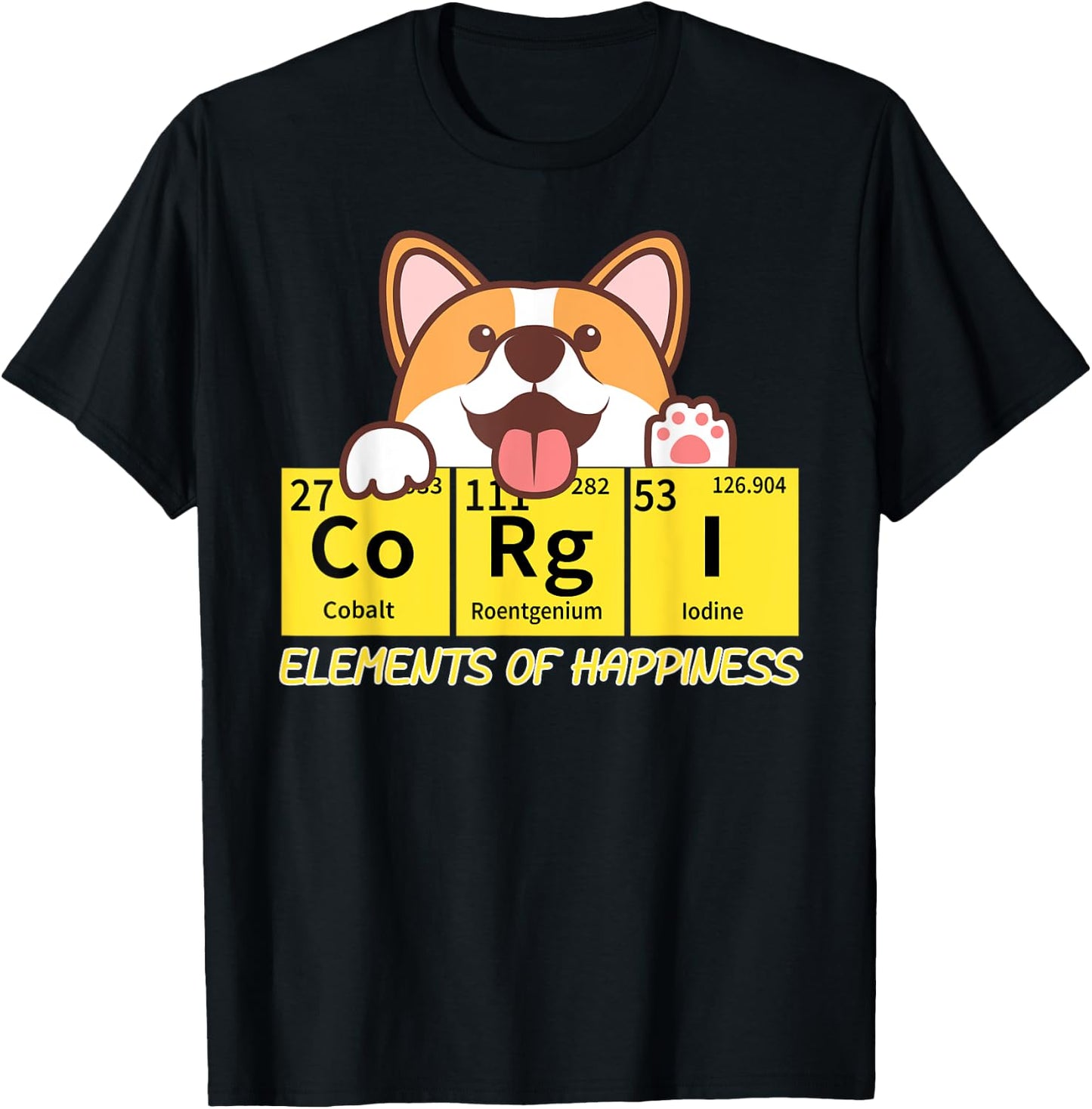 Corgi Elements Tab Of Happiness Funny For Corgi Mom And Dad T-Shirt - T-Shirt | Black