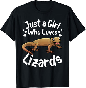 Funny Lizard Designs For Girls Kids Reptile Herpetologists T-Shirt - T-Shirt | Black