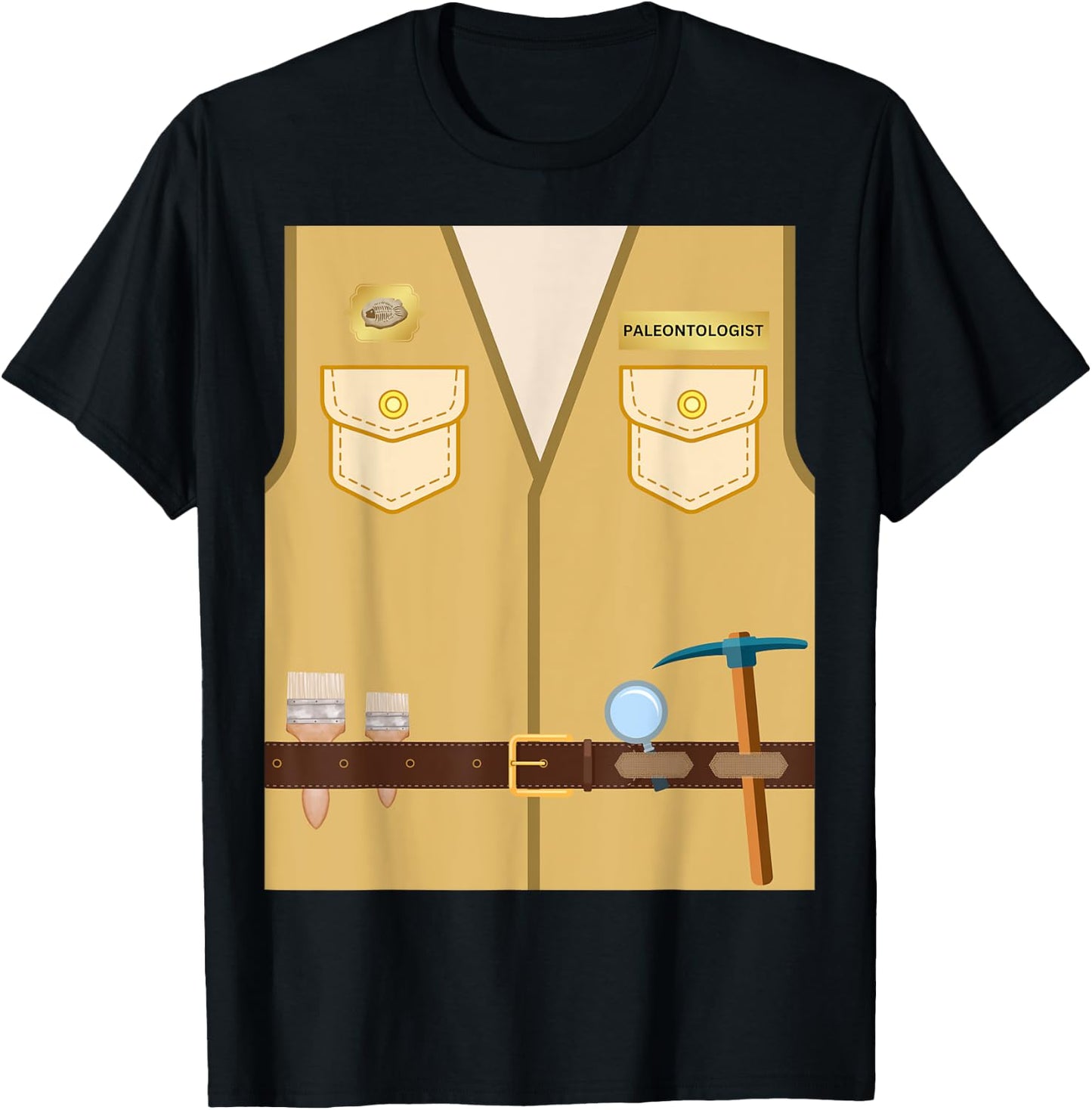 Adult Kids Halloween Paleontologist Dinosaur Hunter Costume T-Shirt - T-Shirt | Black