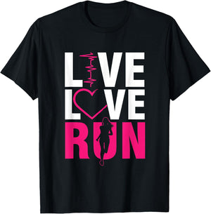Live Run Love Runner Running Woman Jogging Sprinting Cardio T-Shirt - T-Shirt | Black