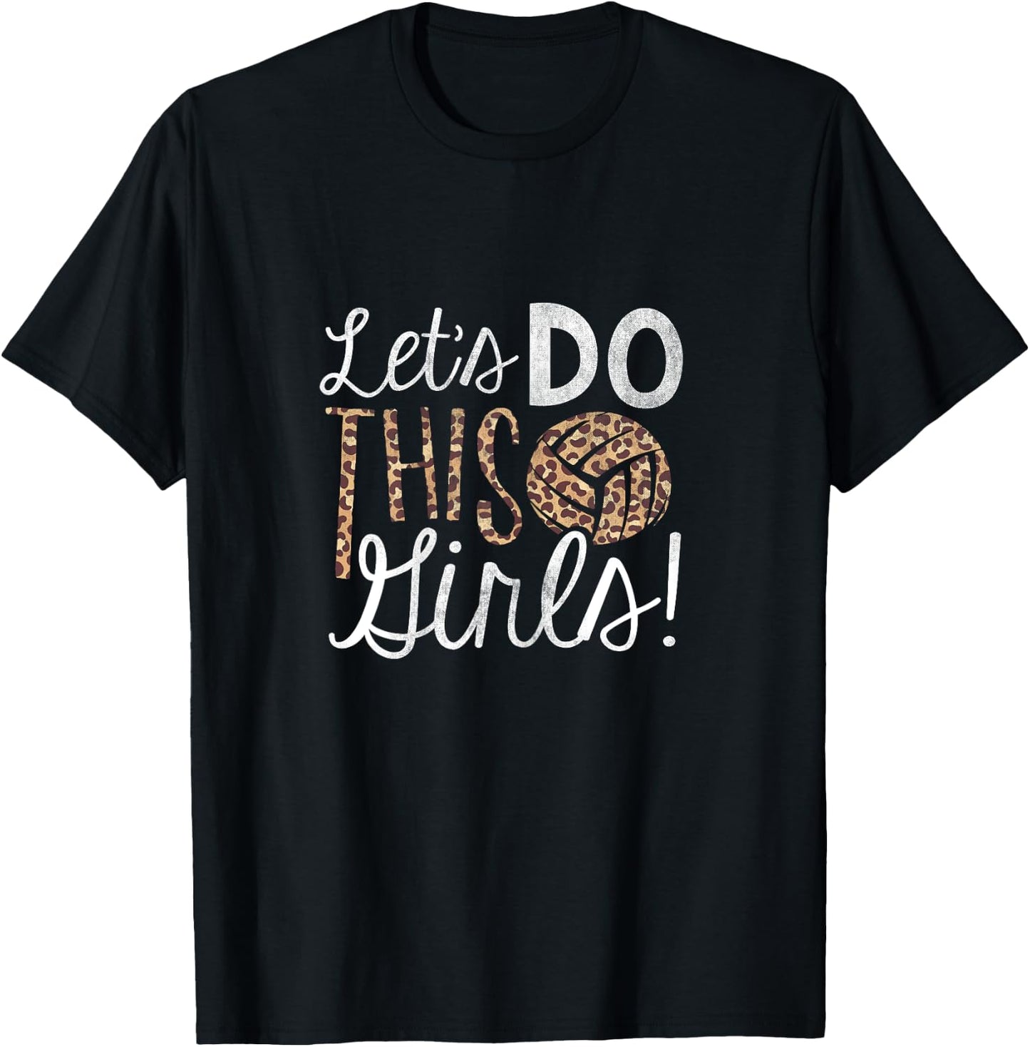 Volleyball Lover Leopard Pattern Women Girls Volleyball T-Shirt - T-Shirt | Black