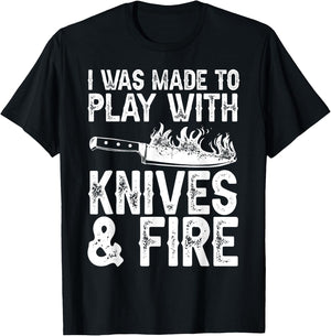Funny Chef Design Women Knives Play Cooking Lovers T-Shirt - T-Shirt | Black