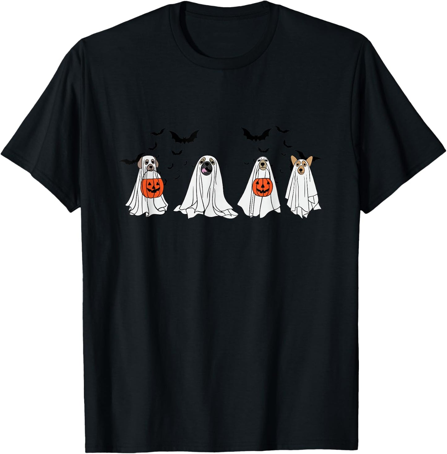 Cute Ghost Dog Halloween Men Women T-Shirt - T-Shirt | Black