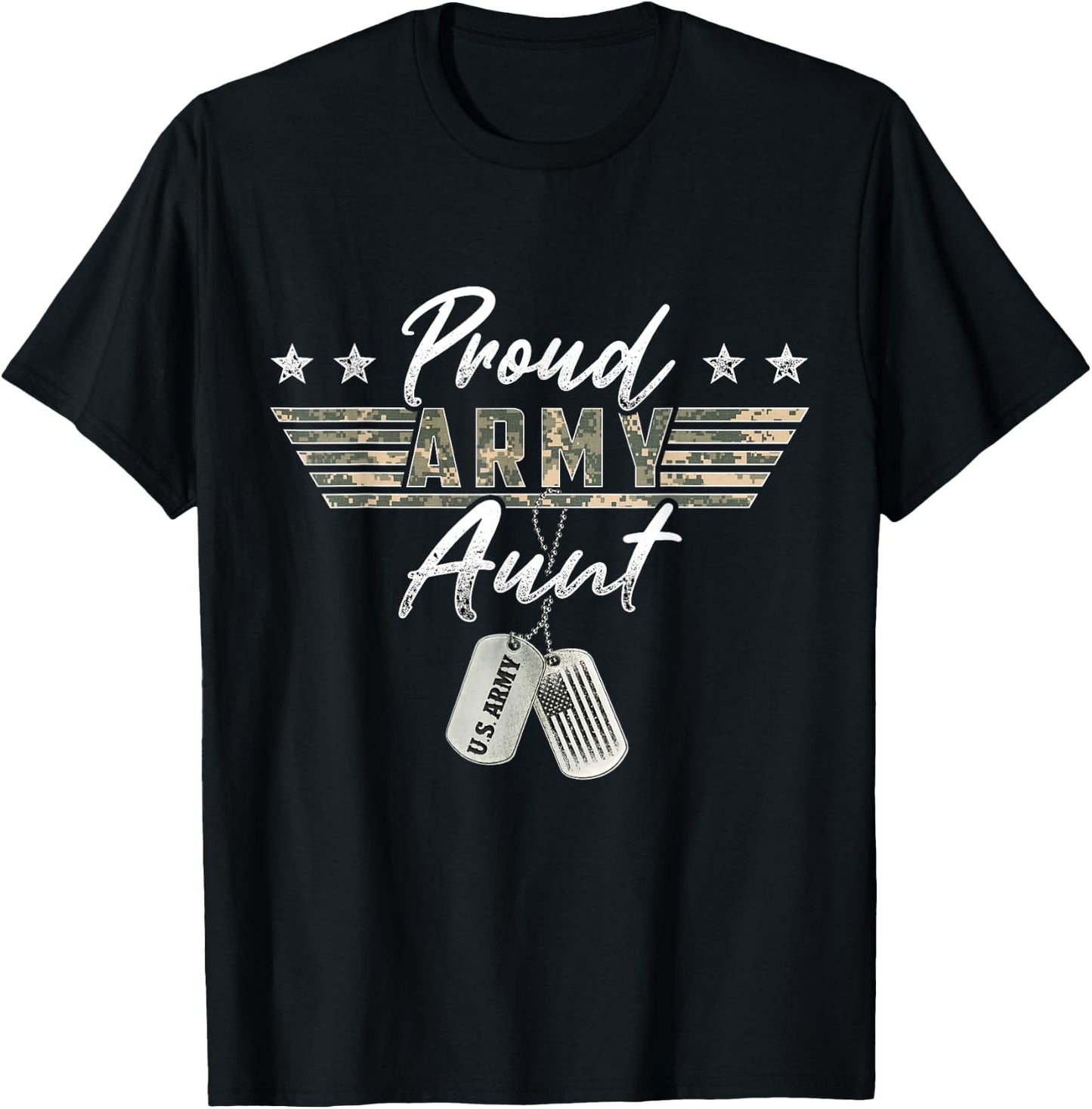 Proud U.S. Army & Military Family Military Gift Proud Army Aunt American Veteran Military T-Shirt - T-Shirt | Black