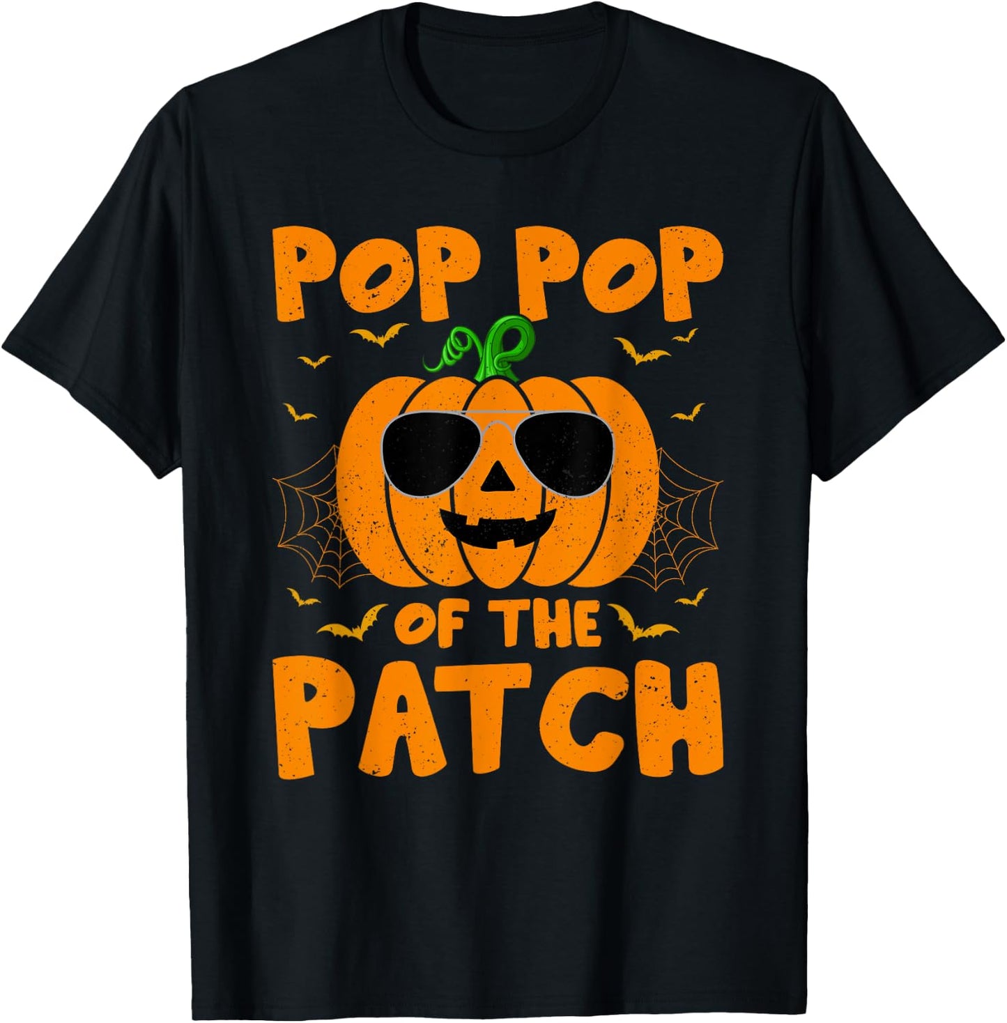 Pumpkin Pop Pop Of The Patch Family Group Costume Halloween T-Shirt - T-Shirt | Black