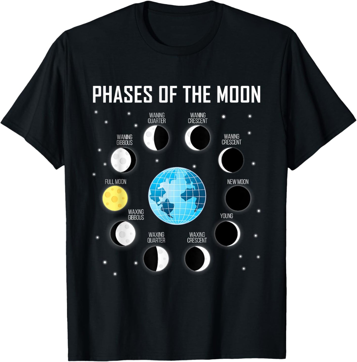 Phases of the Moon Shirt Moon Phase Shirt Space T-Shirt - T-Shirt | Black