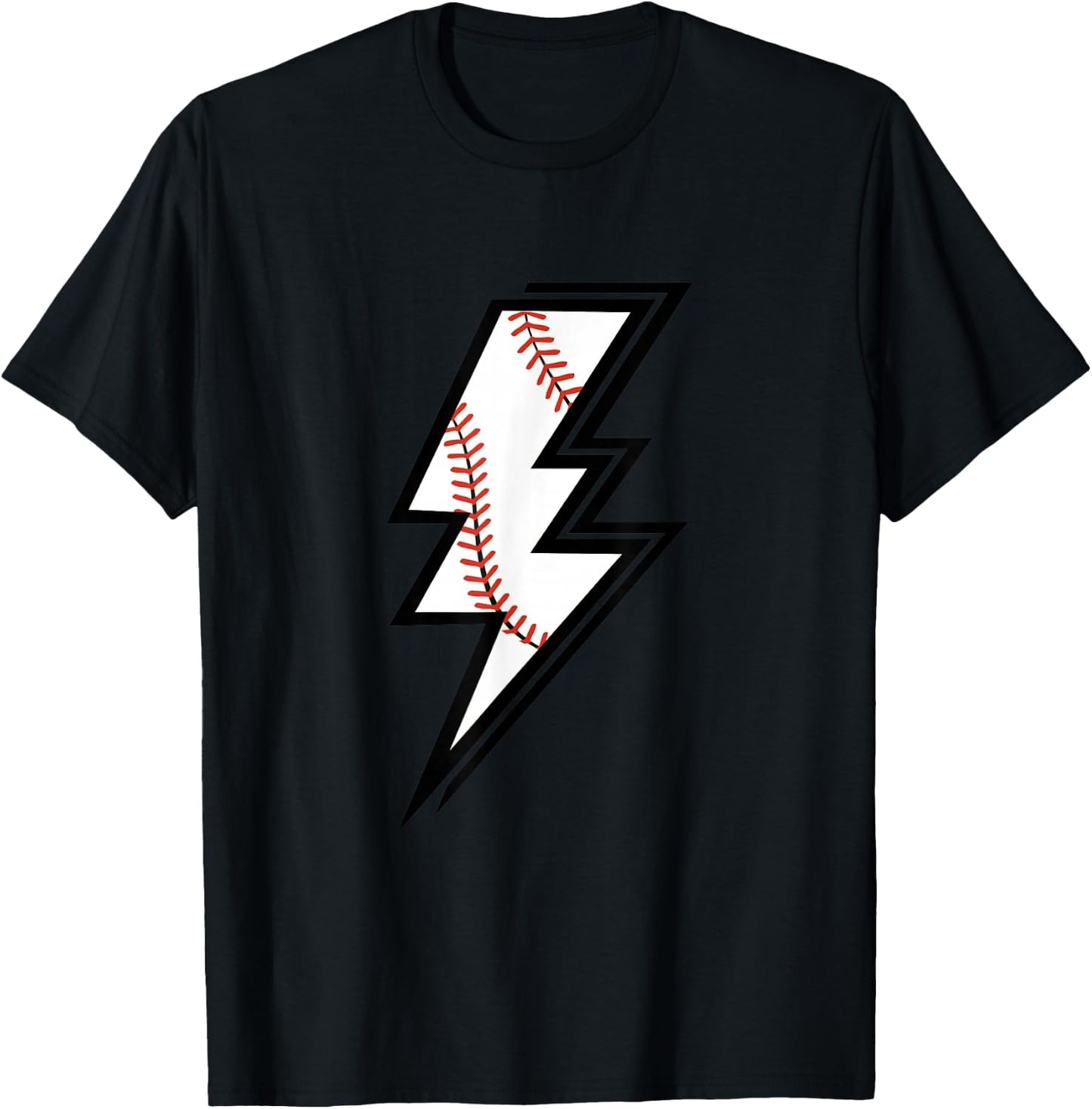 Baseball Lightning Bolt Baseball Mom Dad Game Day T-Shirt - T-Shirt | Black