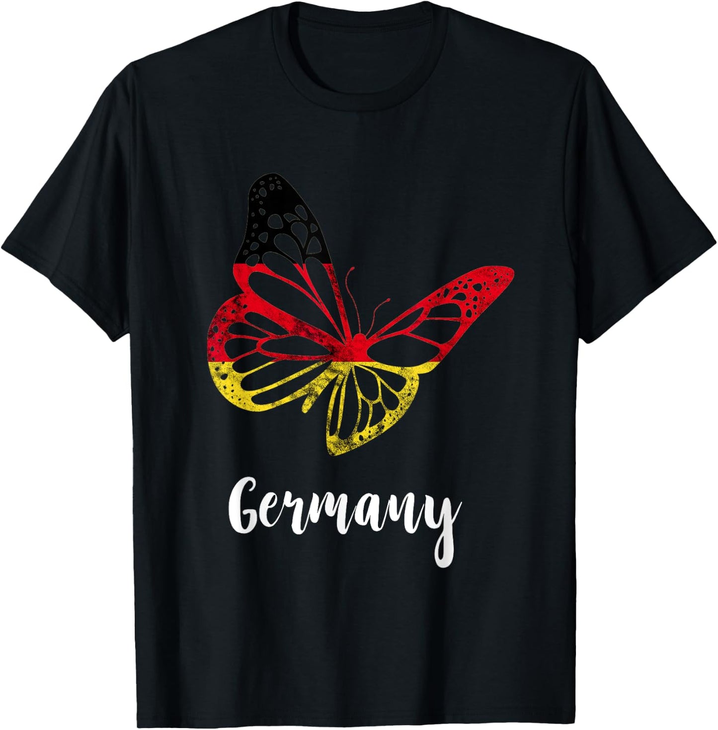 Germany Butterfly German Pride German Flag Deutsche Flagge T-Shirt - T-Shirt | Black