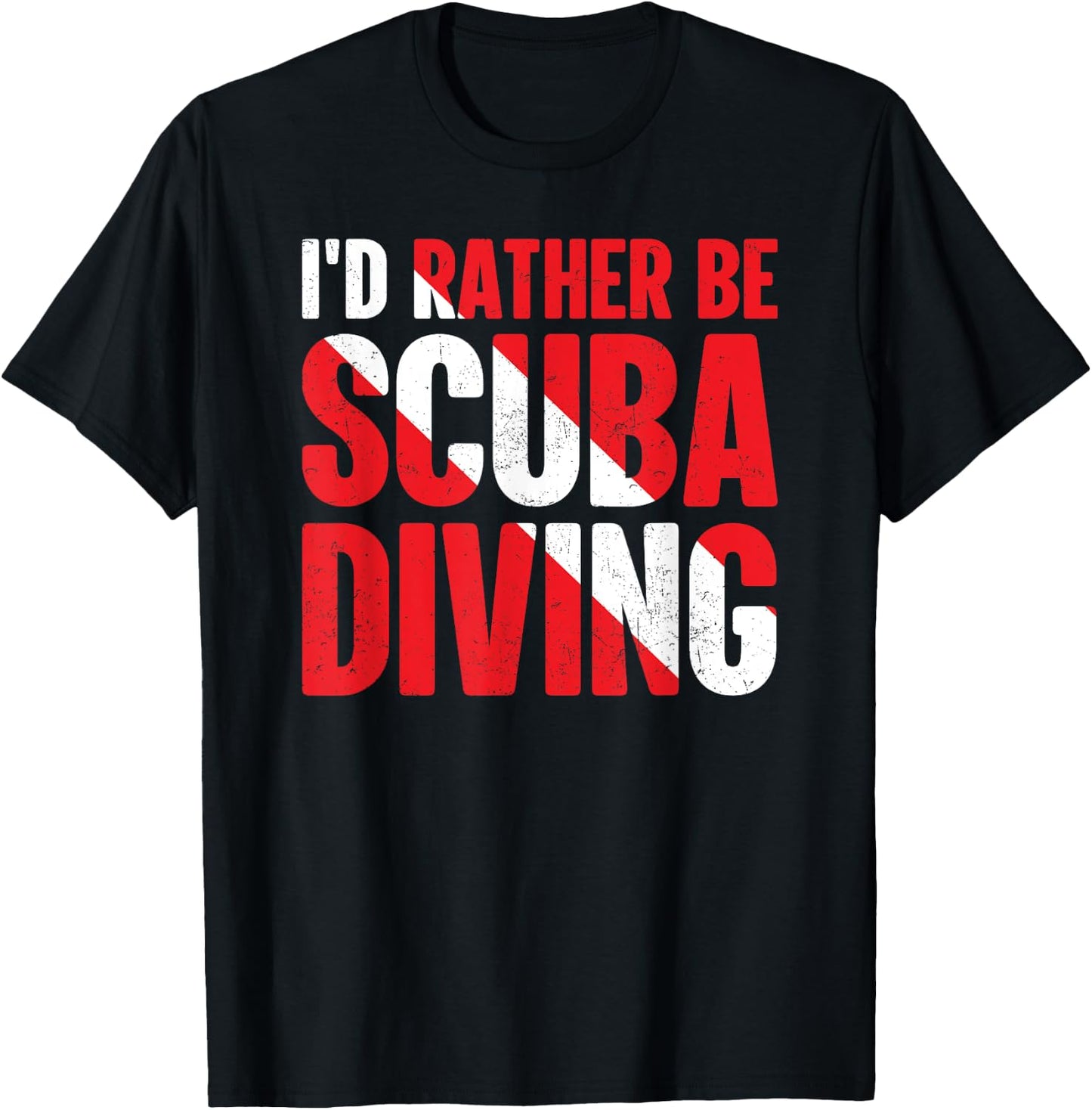 Funny Scuba Shirt I'd Rather Be Scuba Diving Vintage T-Shirt - T-Shirt | Black