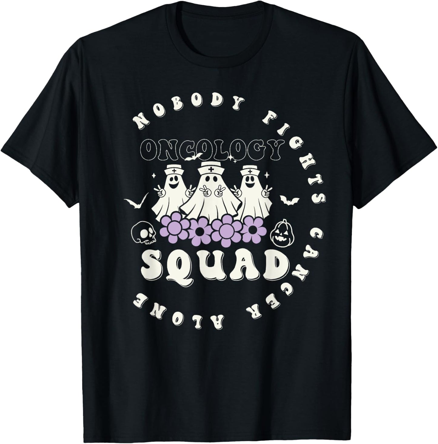 Halloween Oncology Nurse Squad Retro Pediatric Oncology T-Shirt - T-Shirt | Black