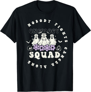 Halloween Oncology Nurse Squad Retro Pediatric Oncology T-Shirt - T-Shirt | Black