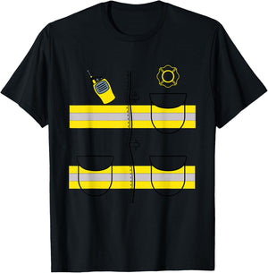 Firefighter Costume DIY Halloween Costume Easy Uniform T-Shirt - T-Shirt | Black