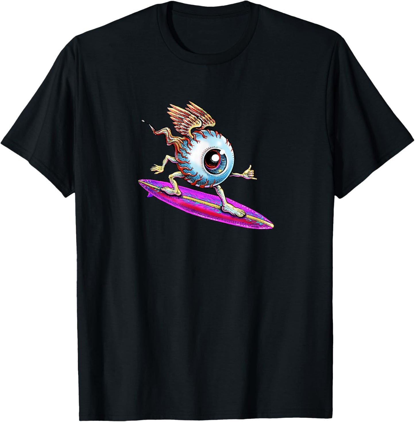 Surfing Eyeball - by Emek Artman T-Shirt - T-Shirt | Black
