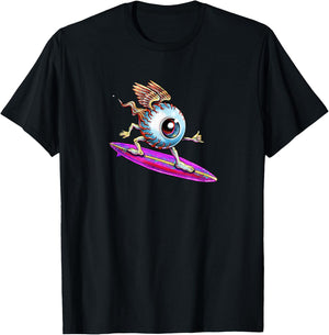 Surfing Eyeball - by Emek Artman T-Shirt - T-Shirt | Black