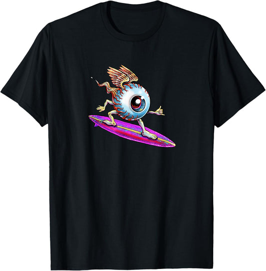 Surfing Eyeball - by Emek Artman T-Shirt - T-Shirt | Black