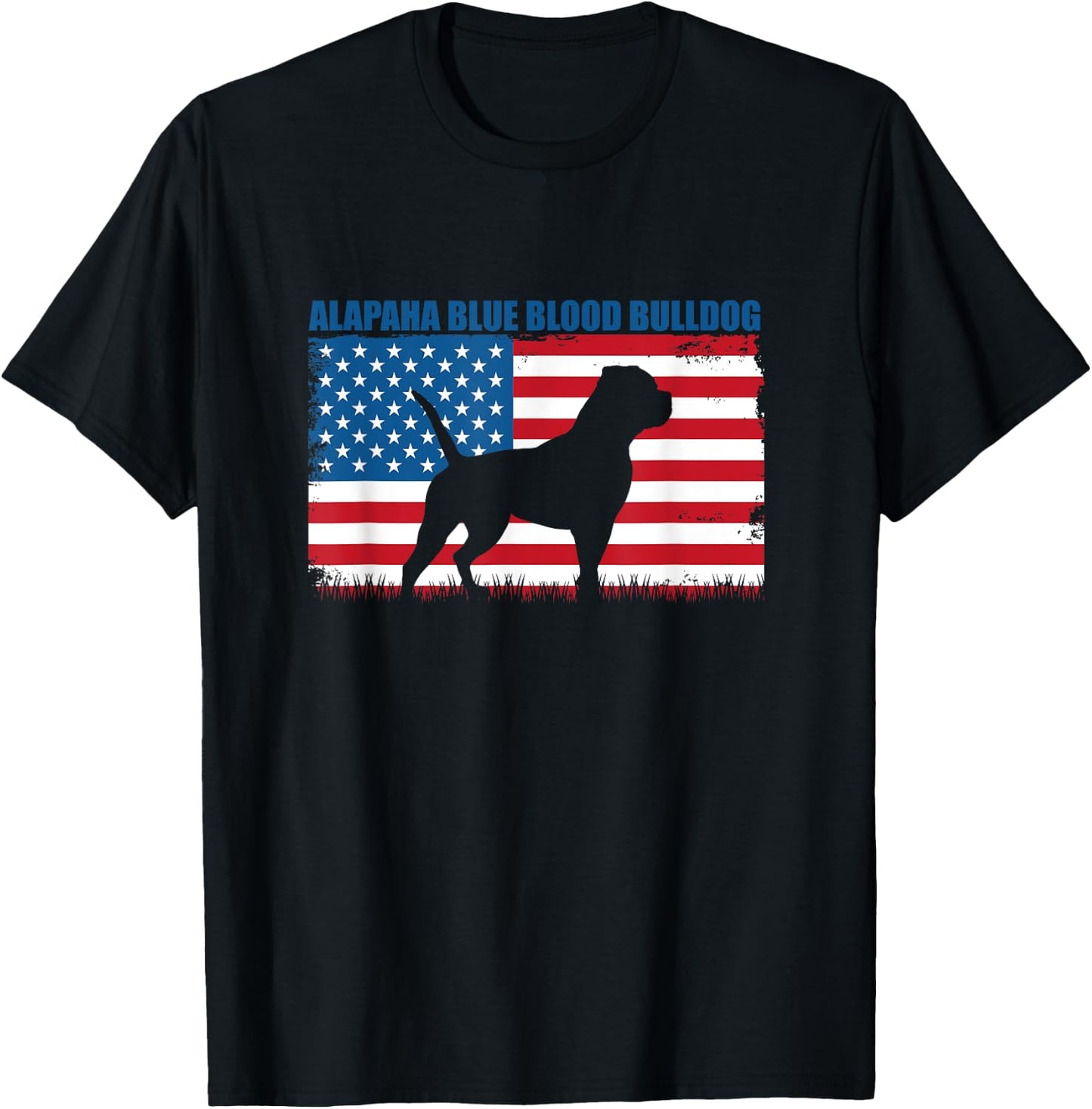 American Flag Alapaha Blue Blood Bulldog T-Shirt - T-Shirt | Black
