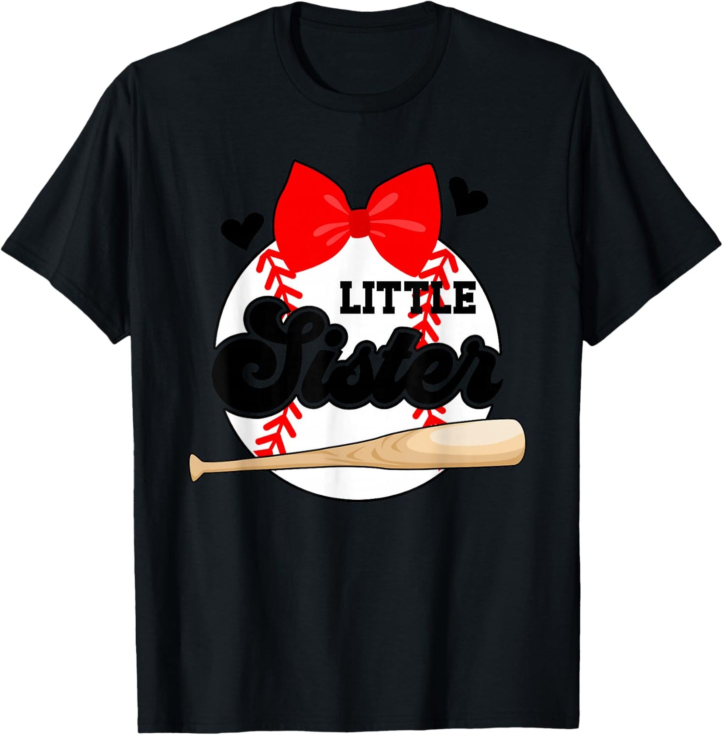 Little Sister Baseball Sister Of A Baseball Player T-Shirt - T-Shirt | Black