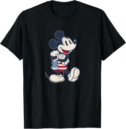 Disney Mickey Mouse Vintage Americana Small T-Shirt - T-Shirt | Black
