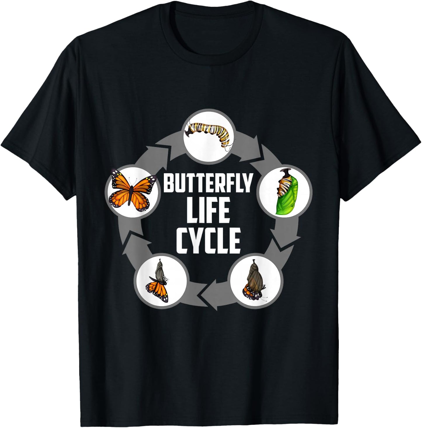 Butterfly Life Cycle Caterpillar Science Biology T-Shirt - T-Shirt | Black