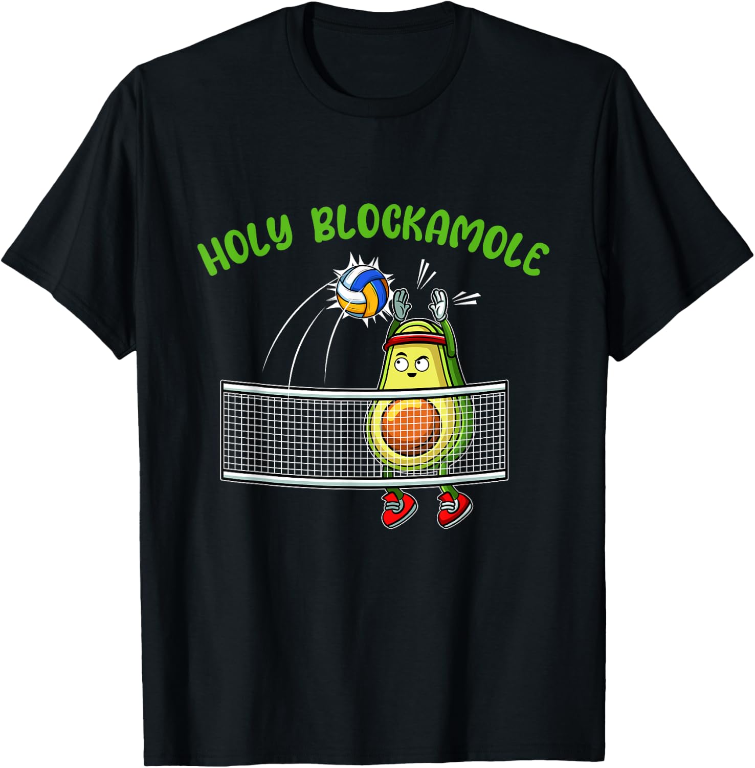 Holy Blockamole I Volleyball Avocado Food Lover Funny T-Shirt - T-Shirt | Black
