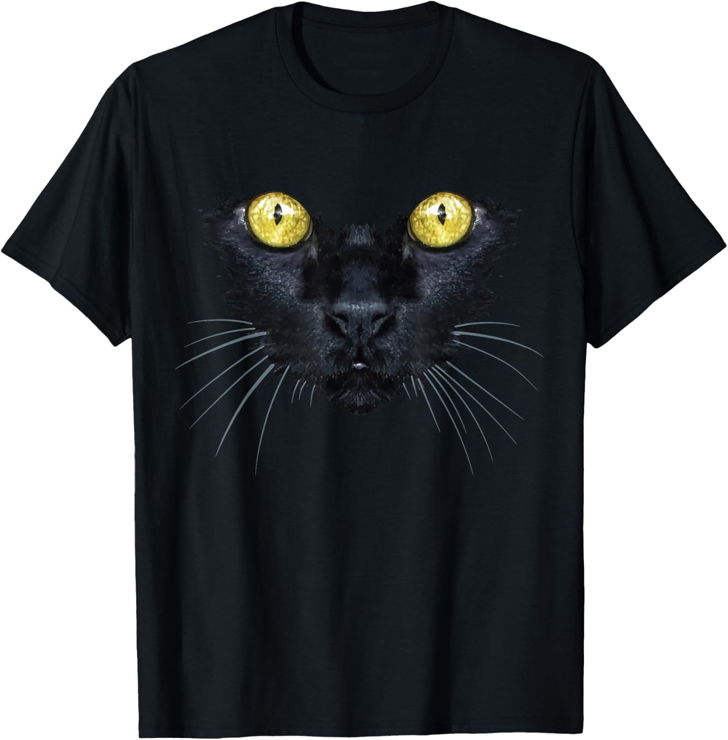 Black Cat Shirt Halloween Spooky Yellow Eyes Cat Women Kids T-Shirt - T-Shirt | Black