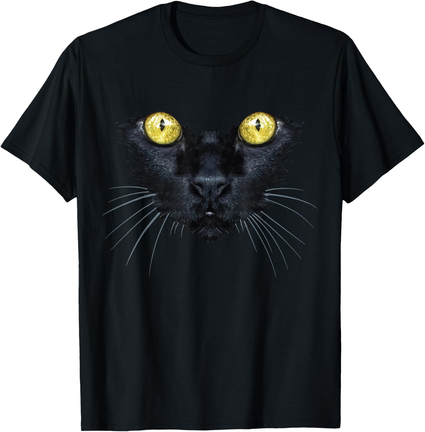 Black Cat Shirt Halloween Spooky Yellow Eyes Cat Women Kids T-Shirt - T-Shirt | Black