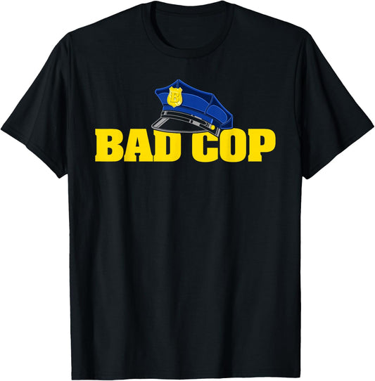 Good Cop Bad Cop Funny Matching Police Halloween Costume T-Shirt - T-Shirt | Black