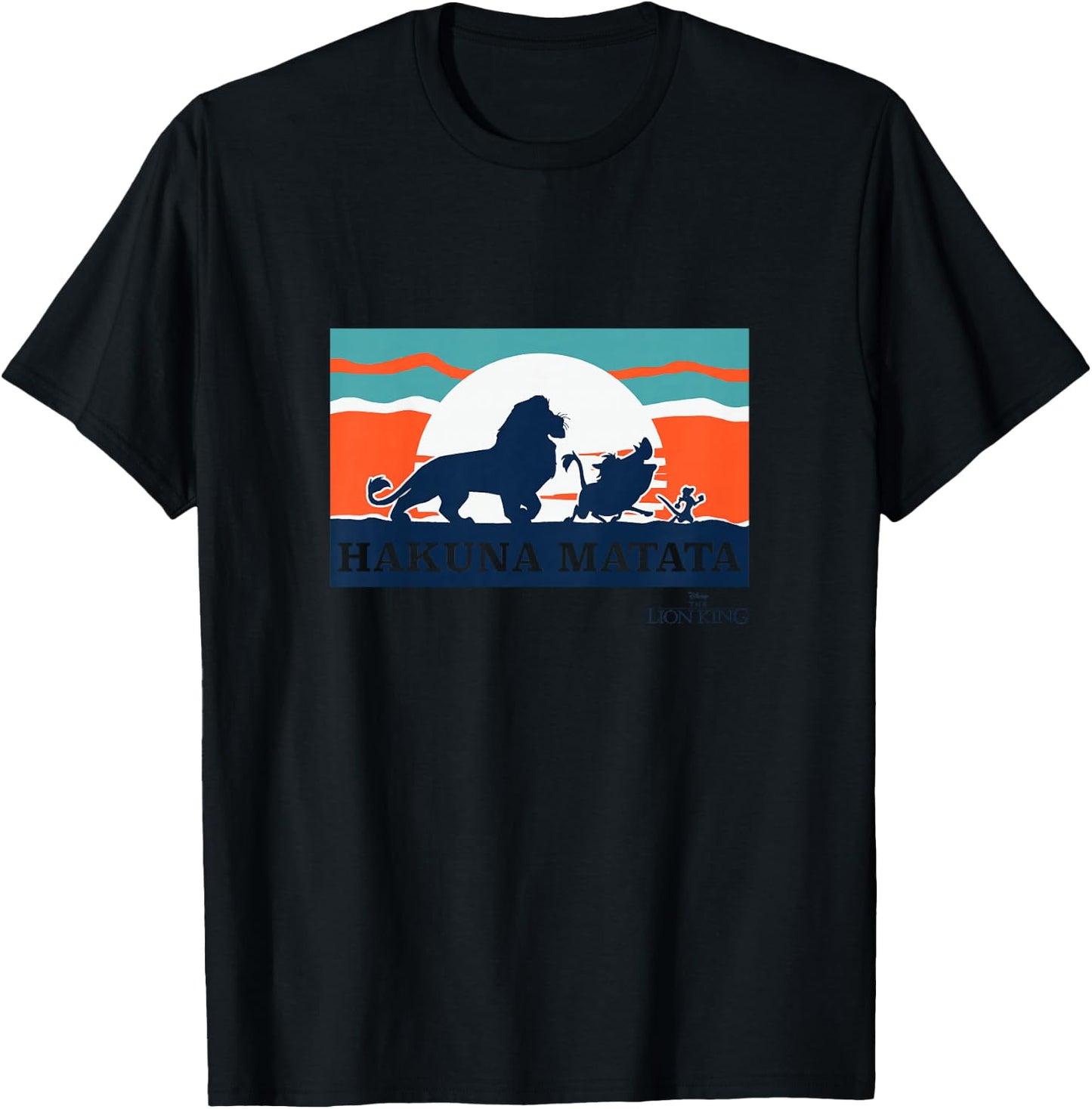 Kids Disney The Lion King Silhouette Hakuna Matata Retro Sunset T-Shirt - T-Shirt | Black