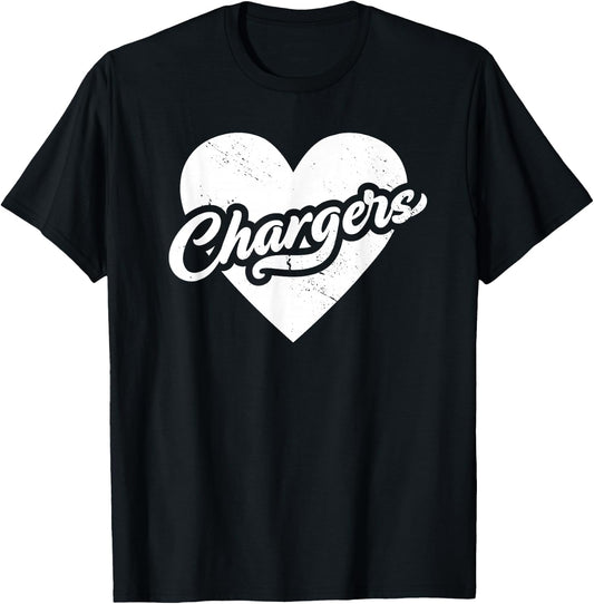 Vintage Chargers School Spirit Go Chargers Love T-Shirt - T-Shirt | Black