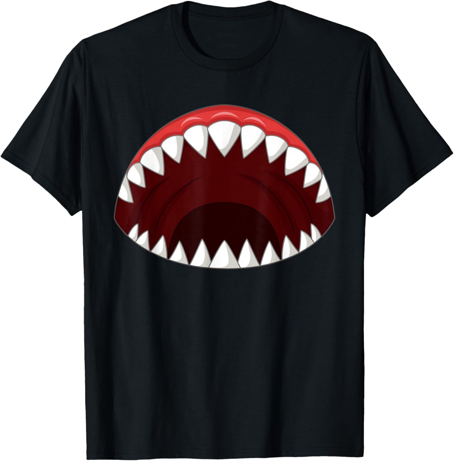 Shark with Open Mouth Shark Halloween Matching Costume T-Shirt - T-Shirt | Black