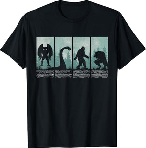 Bigfoot Loch Ness Monster Mothman and Dogman! Funny Cryptid T-Shirt - T-Shirt | Black