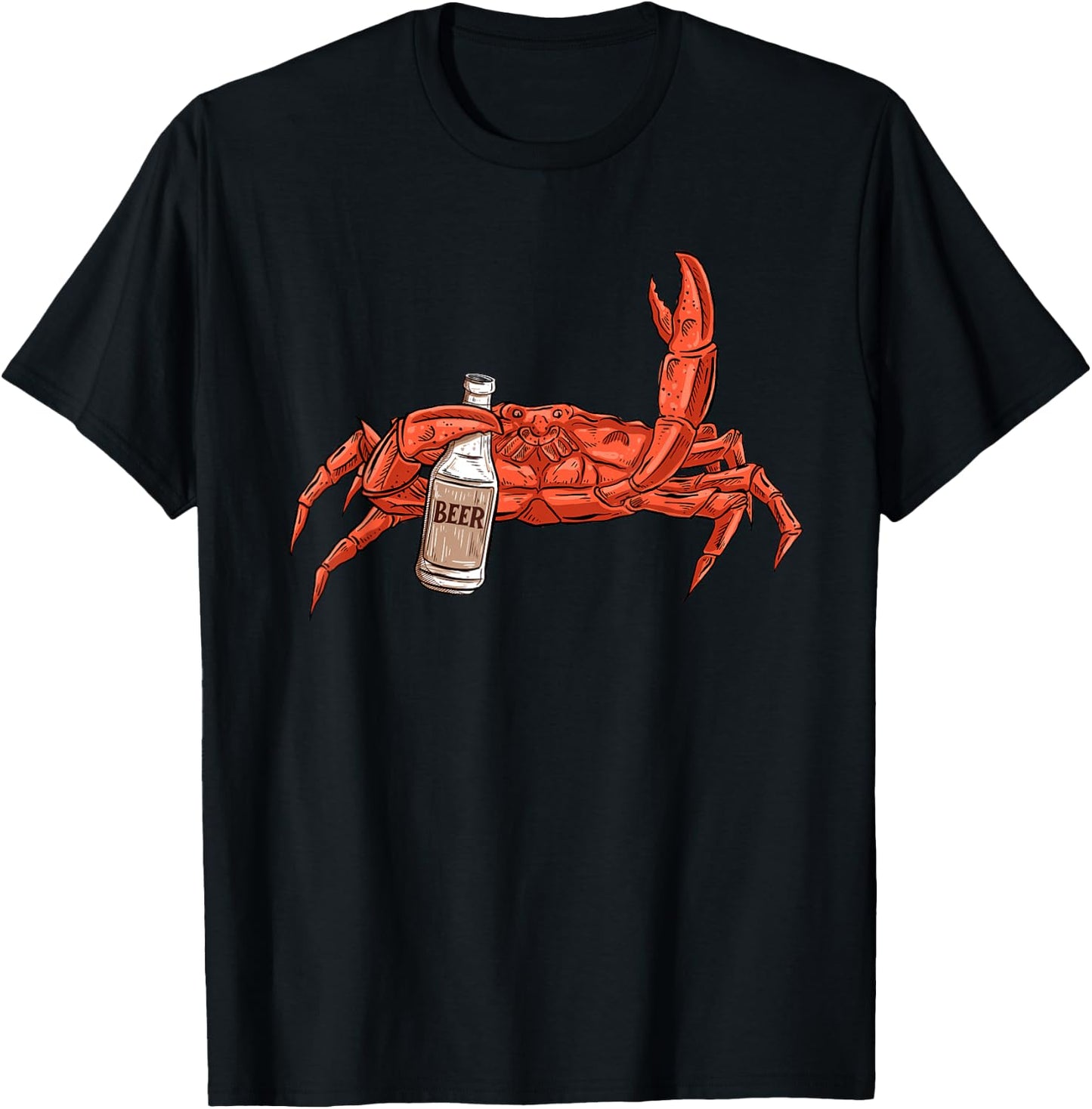 Crab Drinking Beer - Beach Crustacean Crabber Crabbing Lover T-Shirt - T-Shirt | Black