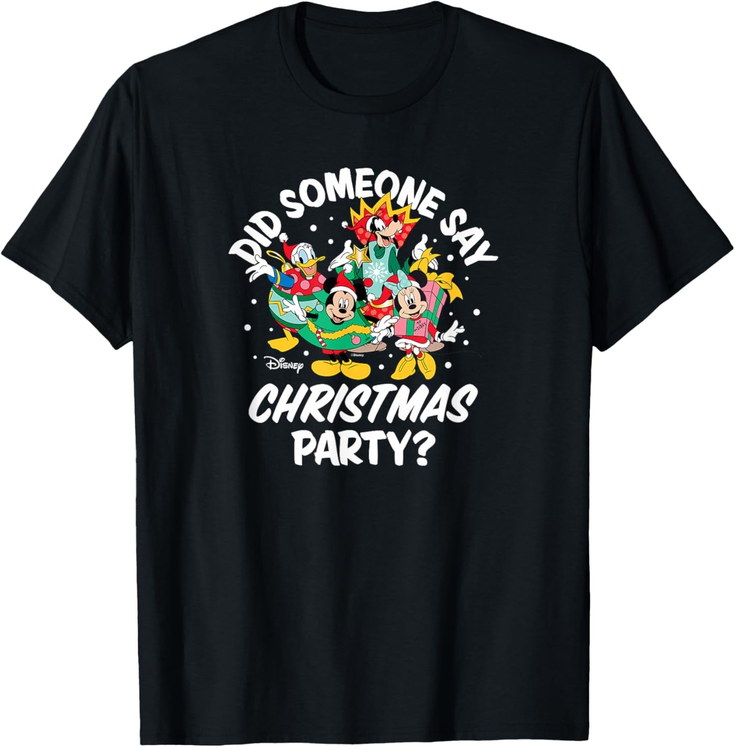 Disney - Mickey Minnie Donald Goofy Christmas Party T-Shirt - T-Shirt | Black