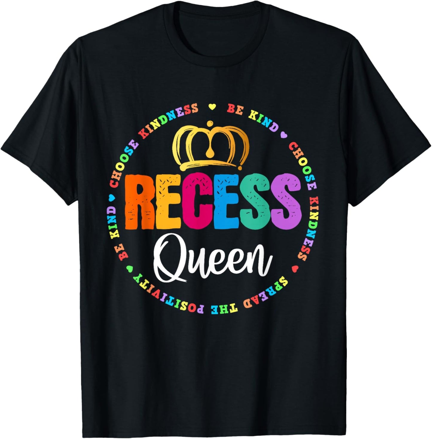 Funny Recess Queen Crew School Teachers Students Monitor T-Shirt - T-Shirt | Black