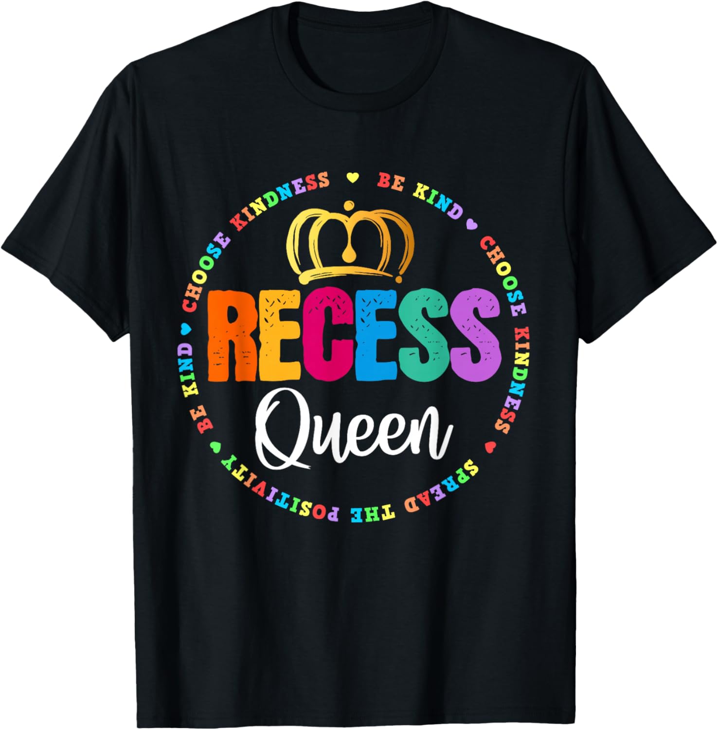 Funny Recess Queen Crew School Teachers Students Monitor T-Shirt - T-Shirt | Black