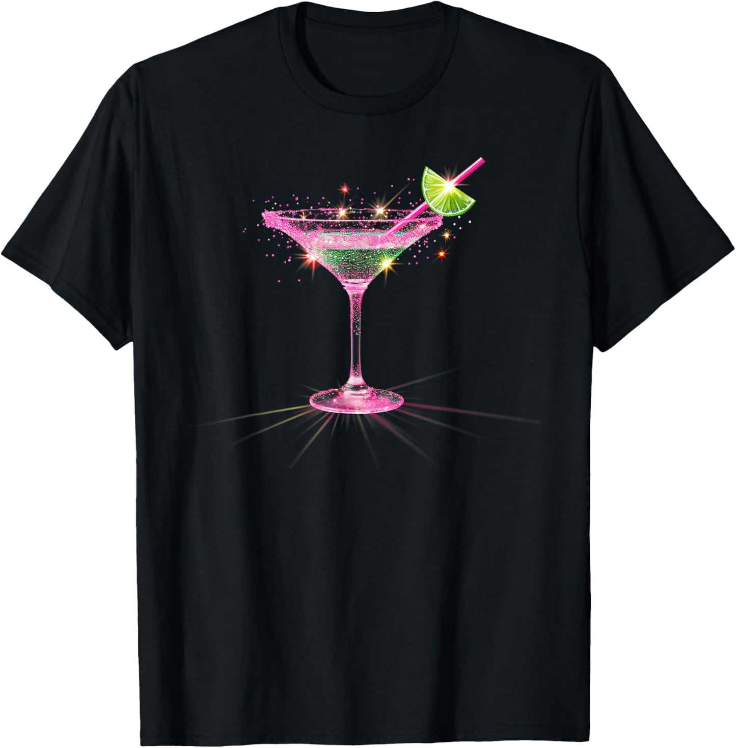 Pink Martini with Lime Cocktail Party Drinking T-Shirt - T-Shirt | Black