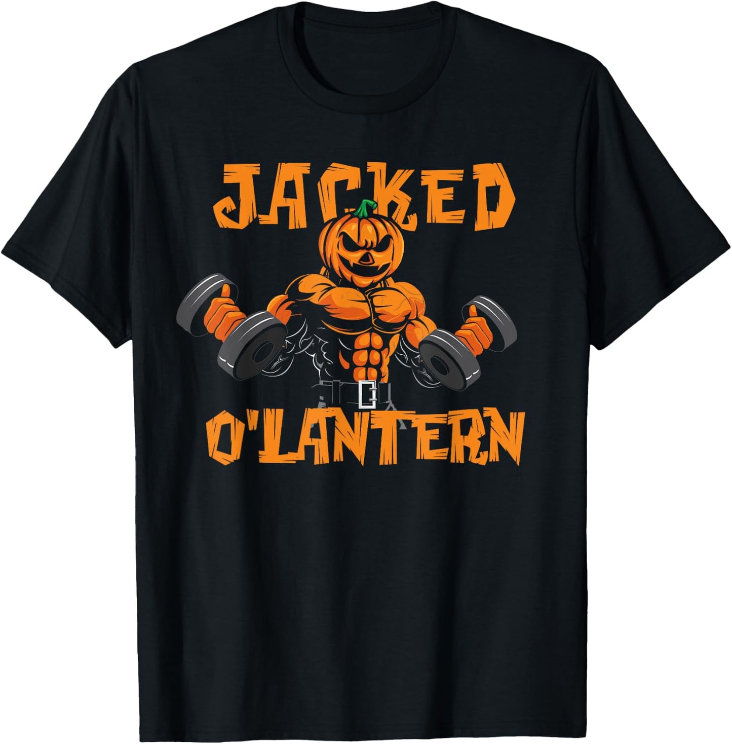 Jacked O'Lantern Halloween Gym Workout Lifting Pumpkin Funny T-Shirt - T-Shirt | Black