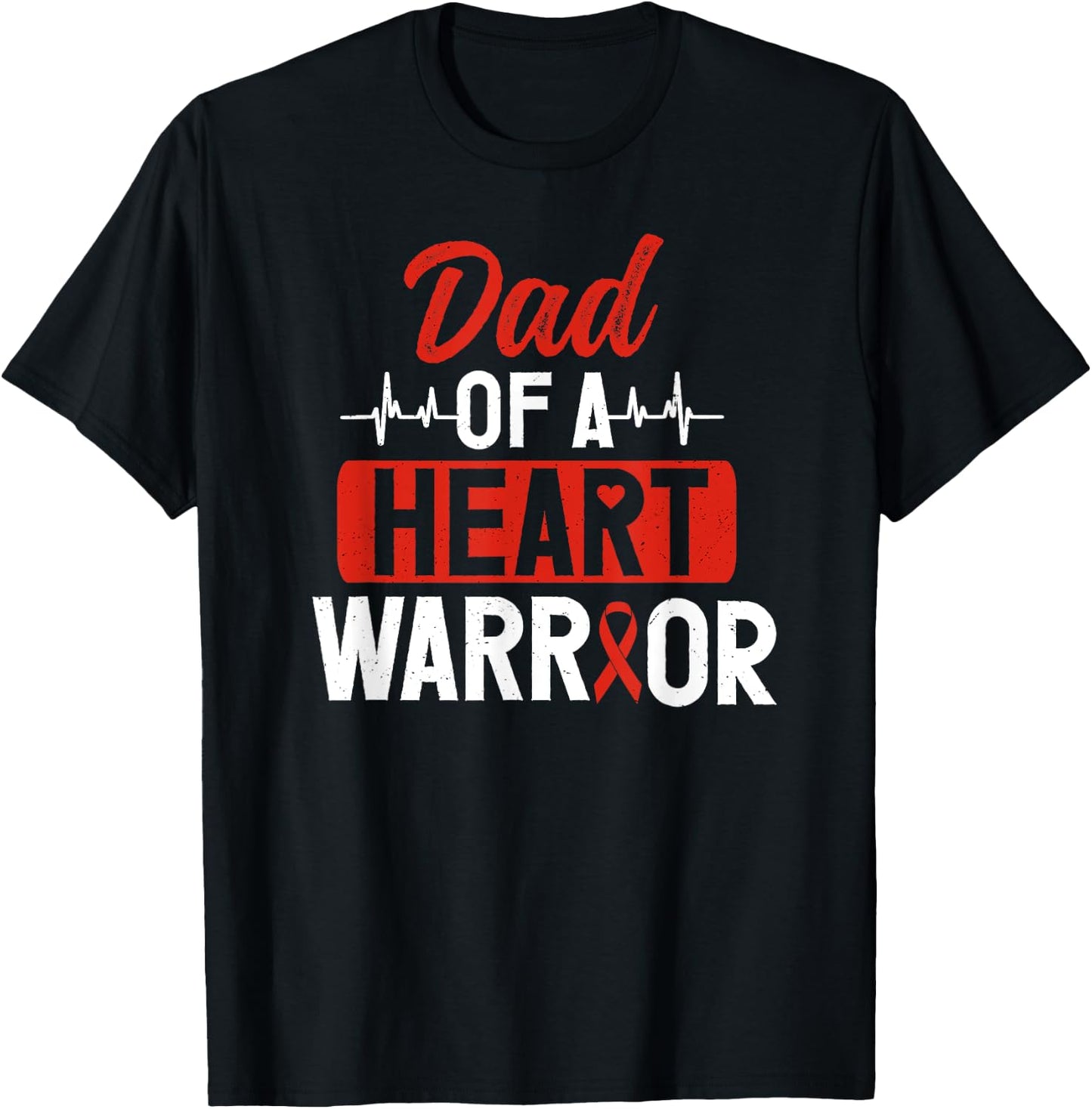 Heart Warrior Dad CHD Congenital Heart Defect Awareness T-Shirt - T-Shirt | Black