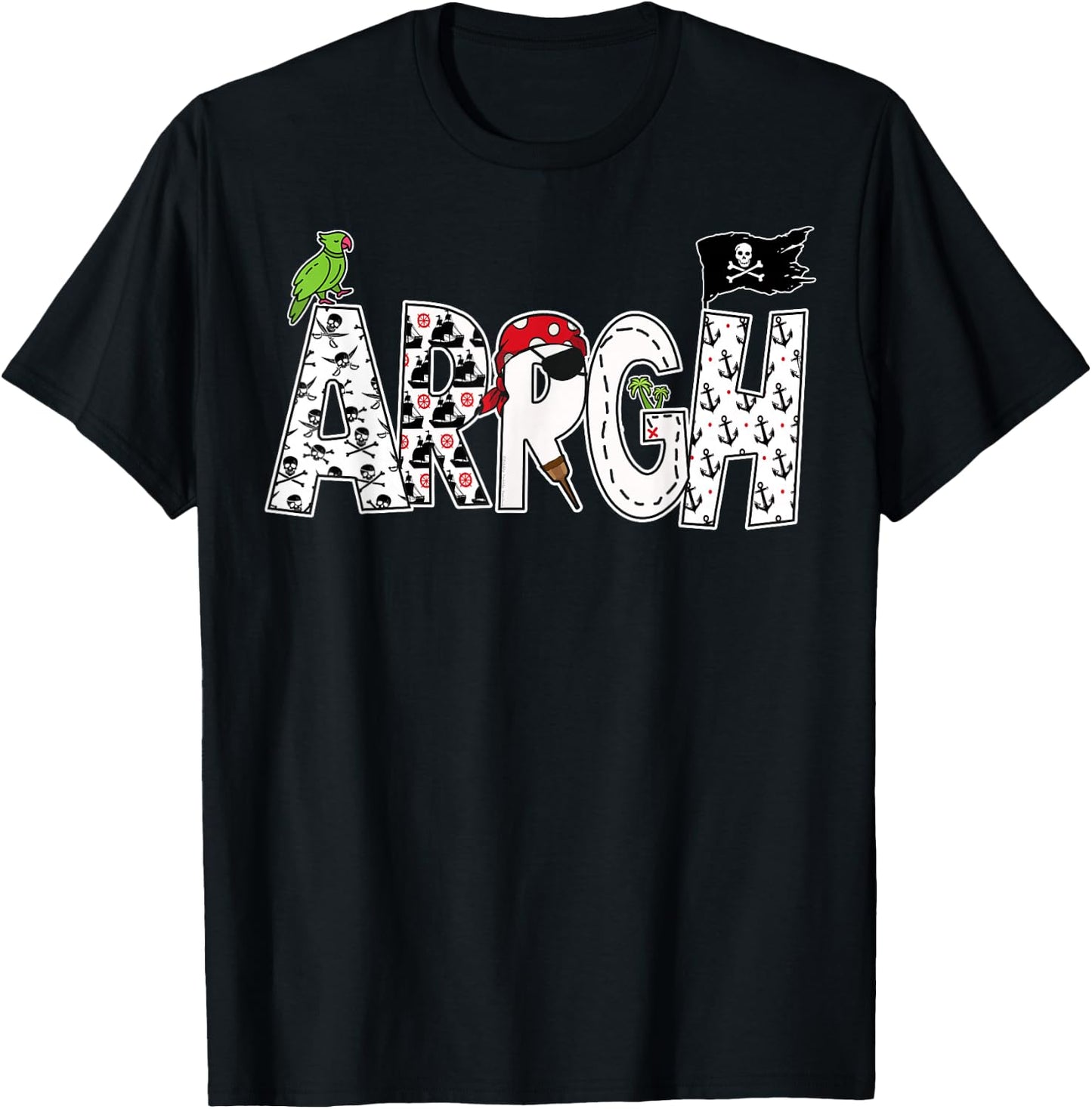 Fun ARRGH Pirate Style Pirate Costume ARGH Pirate T-Shirt - T-Shirt | Black